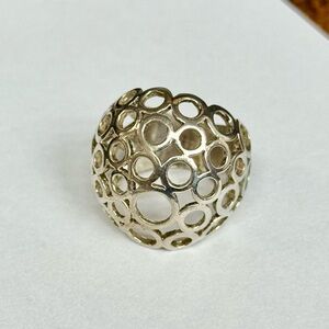 Sterling Silver Dome Statement Ring Size 8, 925 Stamped Modernist Dome Design